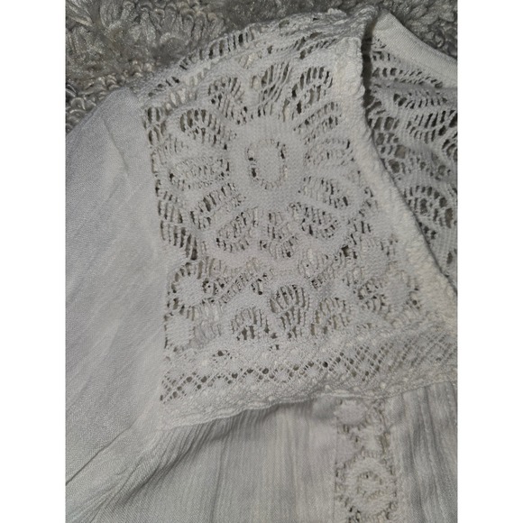 American Eagle sz L White Long Sleeve Lace Blouse Button Up‎ Bohemian Casual Top - Picture 3 of 11